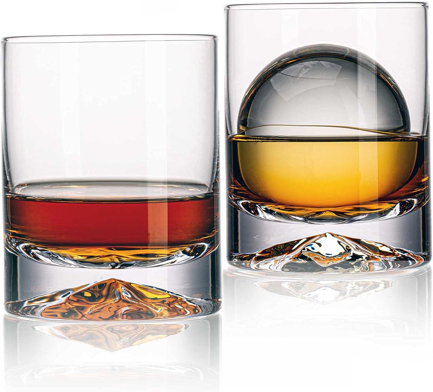 Premium Crystal Whiskey Glasses Set with Amber Spirits